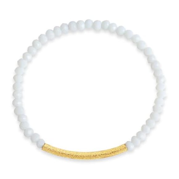 Sterling Forever Gold Plated Bar White Bracelet - Picture 1 of 4